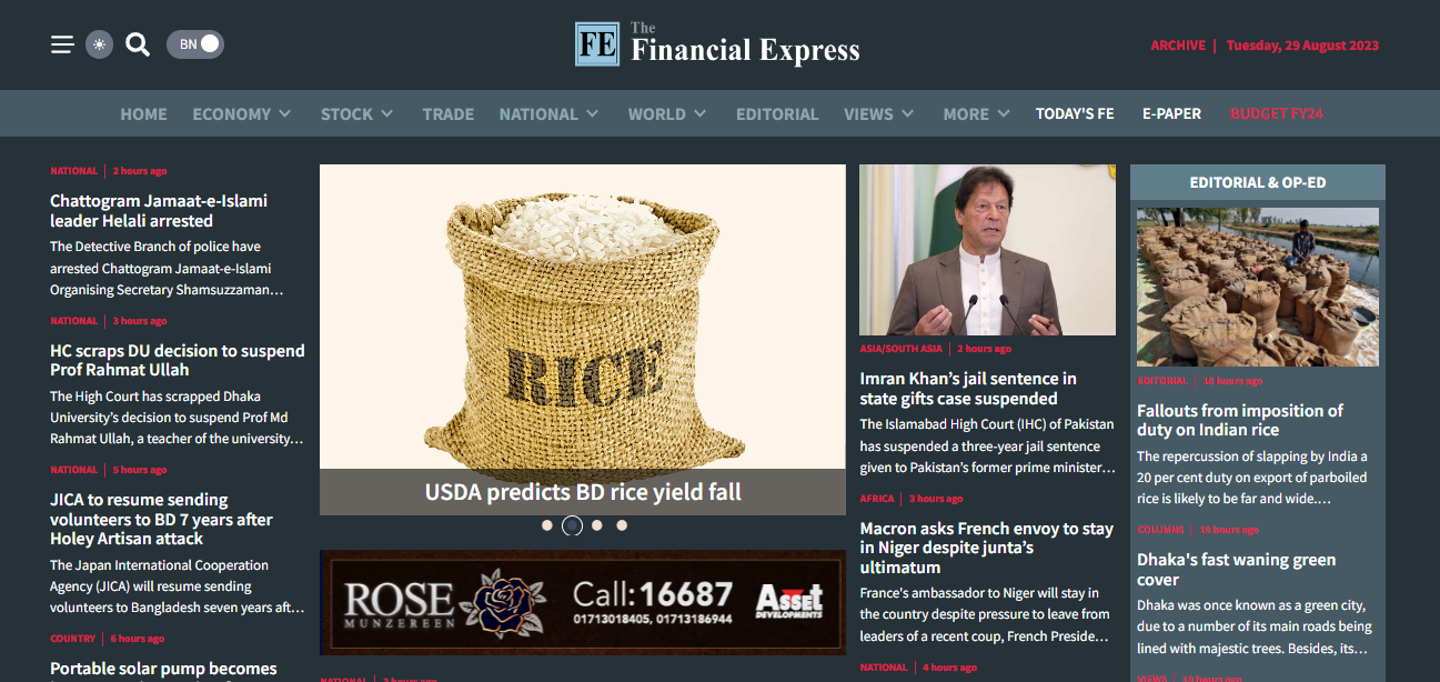 Financial Express News Portal Design & Development